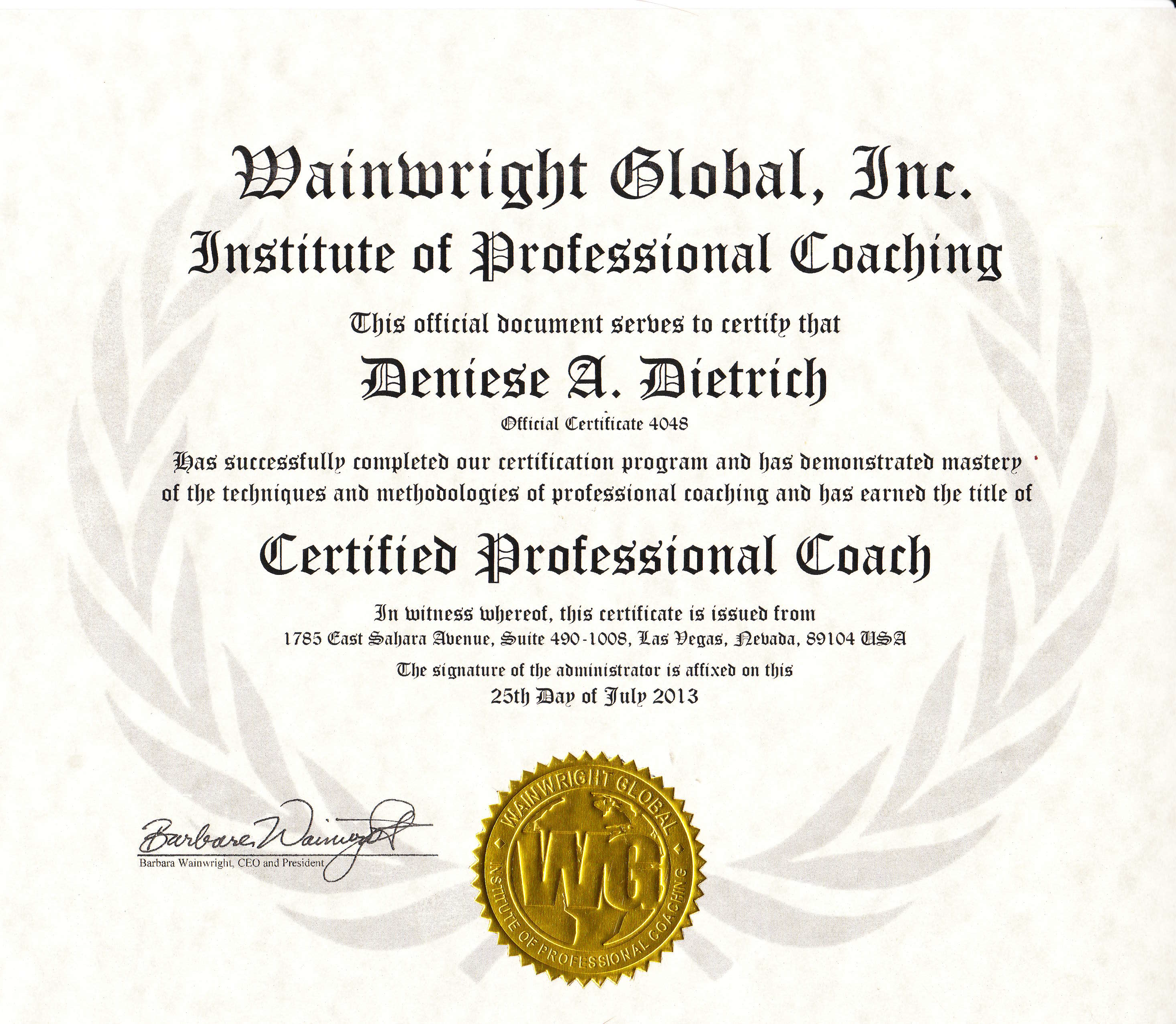 Professional Coaching Certificate